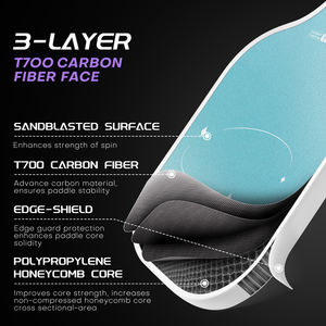 ไม้พายพิกเกิลบอลแบบพกพาคุณภาพสูง คาร์บอนไฟเบอร์ รุ่นใหม่ ปี 2026 แกนรังผึ้ง 16 มม. กราไฟต์ ได้รับการรับรองจาก USAPA สำหรับการเล่นเพื่อความบันเทิง - Product Image 6