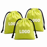 Tas Serut Katun dengan Logo Cetak Sablon Kustom yang Dapat Didaur Ulang untuk Kemasan Perhiasan, Kosmetik, Teh, dan Hadiah