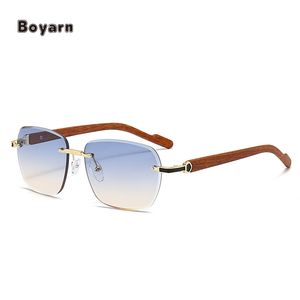 ボヤーン卸売女性高級サングラスファッションカラーレンズキーリムレスサングラス - Product Image 2