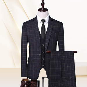 Britischer Stil Herren Wolle Slim Fit Blazerjacke Hosen Weste 3-teiliges Set Geschäftsbräutigam Bankett Hochzeit Platte formelle Anzüge - Product Image 3