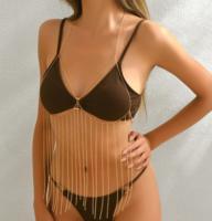 Chaîne de corps plaquée or, chaîne d'épaule, chaîne de taille pour bikini tendance, collier, bijoux de soutien-gorge à pampilles, vente en gros