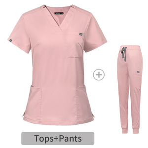 Conjuntos de Uniformes Médicos Unisex de Manga Corta con Cuello en V, Tela Elástica, Múltiples Bolsillos, Top y Pantalones, Mezcla de Poliéster, Rayón y Spandex - Product Image 5