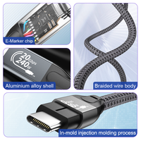 Câble USB-C ULT-unite en gros, USB 3.2, 1M, 2M, 3M, 5M, charge rapide PD 240W, sortie vidéo 4K 60Hz, transfert de données 20 Gbit/s