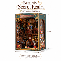 Kit de maison miniature en bois DIY en gros, modèle de serre-livres papillon lumineux, ensembles de construction pour décoration intérieure