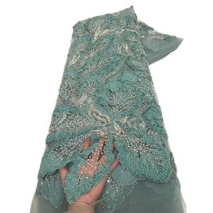 ผ้าลูกไม้ปักลายดอกไม้ประดับเลื่อม ผ้าตาข่ายลูกไม้ประดับมุก ผ้าลูกไม้ปักลูกปัด ดีไซน์ใหม่จาก NI.AI - Product Image 1