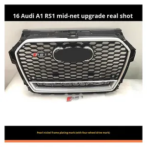 Pour <span class=keywords><strong>Audi</strong></span> <span class=keywords><strong>A1</strong></span> 2016-2019, calandre avant de style RS1 modifiée, <span class=keywords><strong>noir</strong></span> brillant, nid d'abeille, état neuf, matériau ABS - Product Image 4