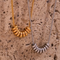 Nouveauté : Collier ras du cou en acier inoxydable plaqué or 18 carats PVD, étanche et inaltérable, avec chaîne serpent et perles, pour femme