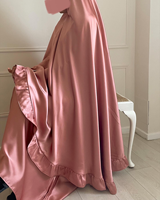 Setelan Sholat 2 Potong Baju Lebaran Ramadan Abaya Custom Print Dengan Ruffle Setelan Sholat Muslim Telekung Tas Jubah Sholat