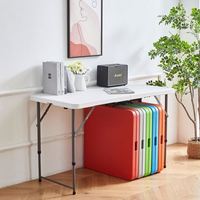 Table pliante portable en plastique de 1,2 m, pliable à plat, hauteur réglable, table de travail