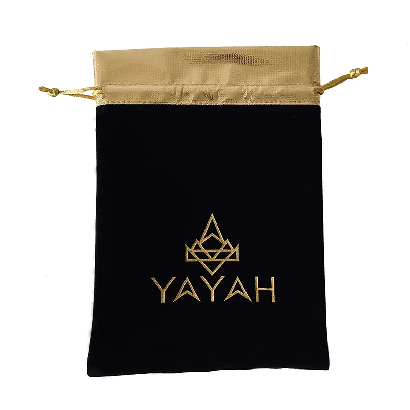 Custom Logo and Color Top Trim Makeup Sacks Drawstring Velvet Cosmetics Gift Bags For Promotion