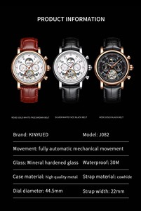 Reloj Mecánico para Hombre KINYUED, Automático, Tourbillon, Fase Lunar, Correa de Cuero, Lujoso, Cristal Mineral Endurecido, Venta al Por Mayor - Product Image 6