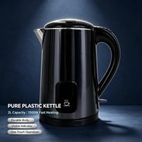 Bouilloire électrique sans fil en plastique 2L 1500W, ébullition rapide, portable, usage domestique, arrêt automatique, protection contre l'ébullition à sec