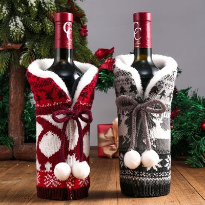 Kerst Wijnfles Covers 5 stks Decoratieve Handgemaakte Kerstman