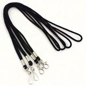 Wholesale Fashion Round Cord <b>Blank</b> Neck Strap Black Nylon Rope Lanyards Custom - Product Image 1