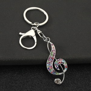 Porte-clés en gros avec strass et clé de sol, anneau porte-clés en cristal brillant avec note de musique, pendentif à thème musical avec fermoir mousqueton pour les amateurs de musique - Product Image 5