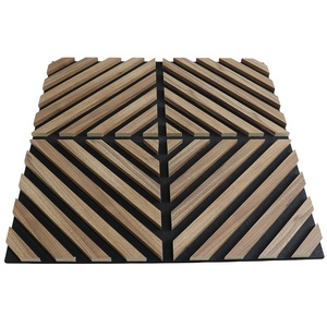 Dễ dàng cài đặt akupanel cách âm gỗ tự nhiên Veneer Slatted MDF Polyester bảng TV nền vuông âm thanh tấm - Product Image 1