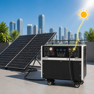 ระบบจัดเก็บพลังงานแบบพกพา 5000W 3000W 2000W สำหรับใช้งานกลางแจ้งในกรณีฉุกเฉิน 110V/220V พร้อมแผงโซลาร์เซลล์ ตัวควบคุม MPPT ไฟ LED สำหรับรถยนต์ - Product Image 1