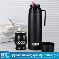 Ensemble de gobelets en acier inoxydable de 8oz personnalisés pour bière, café, lait, Yerba Mate avec brosse de nettoyage à paille Bombilla pour cadeaux