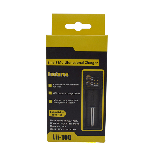 GEB 18650 Lithium Ion 3.7V Portable Universal 18650 USB Battery Charger Rechargeable LI-ion 4-2 Slot Protection DC Port
