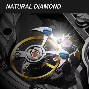 Drop Shipping for Flying Tourbillon Mechanical Full <b>Skeleton</b> Waterproof Luxury <b>Watch</b> for Men Leather Strap 7053 - Product Image 4