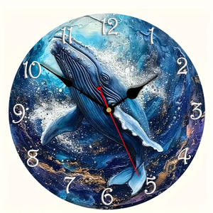 マリンライフ フレームレス密度板 静音壁掛け時計 MDF装飾デザイン リビングルーム用 UV印刷 卸売時計 - Product Image 6