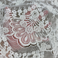 Tissu en dentelle de tulle blanc de luxe avec broderie florale à sequins GCW-D4277CGEF-01 pour studio de haute couture