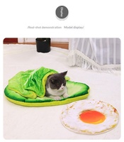Coussin-couverture créatif pour animaux de compagnie, tapis de couchage chaud en tissu peluche pour chiens et chats, style hiver-automne, lavable en machine
