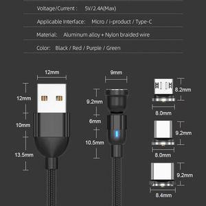 1M Cell Phone 3 in 1 Magnetic USB <b>Cable</b> Braided Charging Magnetic <b>Cable</b> High Quality 3 in 1 Fast Charger <b>Cable</b> Line - Product Image 6