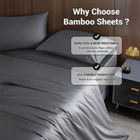 Ensemble de 4 draps de couette rafraîchissants Oeko-Tex Ensemble de draps de lit en bambou à poches profondes