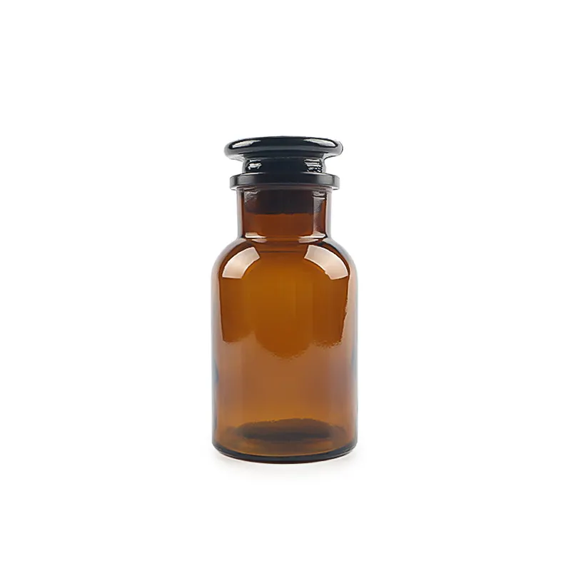 Venda quente 125ml garrafa de Vidro Marrom Garrafa Boticário Farmácia Âmbar Frasco De Reagente com Tampa de Vidro do Chão