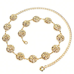 Ceinture chaîne vintage ronde en métal pour <span class=keywords><strong>femme</strong></span>, grande taille, réglable, décorative, pour robes, chemises, pulls - Product Image 1