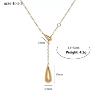 Collier minimaliste en forme de Y avec pampilles pour femme, en acier inoxydable plaqué or 18 carats, pendentif goutte d'eau, chaîne résistante à la décoloration