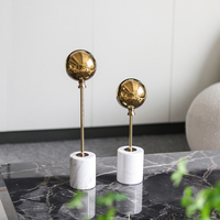 Figurine de boule en métal de style Art déco européen, ballon simple en marbre, décoration de luxe pour la maison, anniversaire, créatif, luxe léger