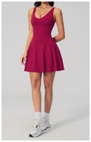 Rok Olahraga Yoga Tenis dengan Saku Samping, Cepat Kering, Bahan Nylon Spandex Bernapas untuk Lari, Fitness, Golf