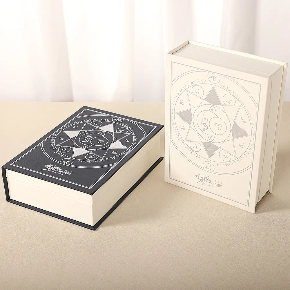 Özel altın sıcak damgalama Logo manyetik kapatma dekoratif sert karton sahte gizli kitap şekilli kozmetik hediye kutusu ambalaj