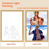 Boîte lumineuse Manga, Boîte à ombre Manga, Veilleuse de dessin animé, Lampe figurine Anime, Lampe personnage Anime, Décoration Manga, Cadre en bois acrylique