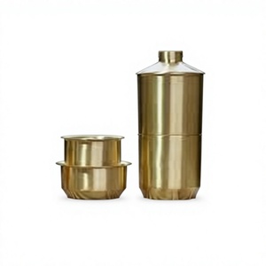 Ensemble de Dabara traditionnel en laiton à double niveau King International, détachable, 2 compartiments, 0-1L, matériaux sûrs, ustensiles de cuisine portables - Product Image 1