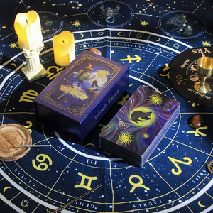 Jeu de tarot sorcière avec guide, 78 cartes holographiques sur le thème du chat et de la lune - Product Image 4