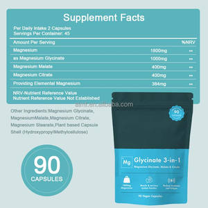 Cápsulas Veganas de <span class=keywords><strong>Magnesio</strong></span> 90 Unidades 1800mg Glicinato Malato Citrato 384mg <span class=keywords><strong>Magnesio</strong></span> Elemental Apoya los Músculos y los Nervios Glicinato 3 en 1 - Product Image 6