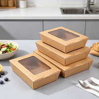 Caja de Papel Kraft para Llevar Ensaladas con Ventana Transparente, Envase de Grado Alimenticio para Frutas y Comidas, Cajas de Papel para Alimentos con Impresión Personalizada