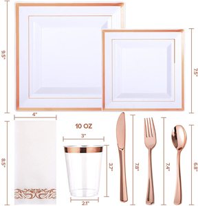 Ensemble <span class=keywords><strong>de</strong></span> vaisselle en plastique jetable Parties Restaurants comprend des assiettes jetables Dîner <span class=keywords><strong>Dessert</strong></span> Ensemble <span class=keywords><strong>de</strong></span> vaisselle jetable Hôtels - Product Image 6