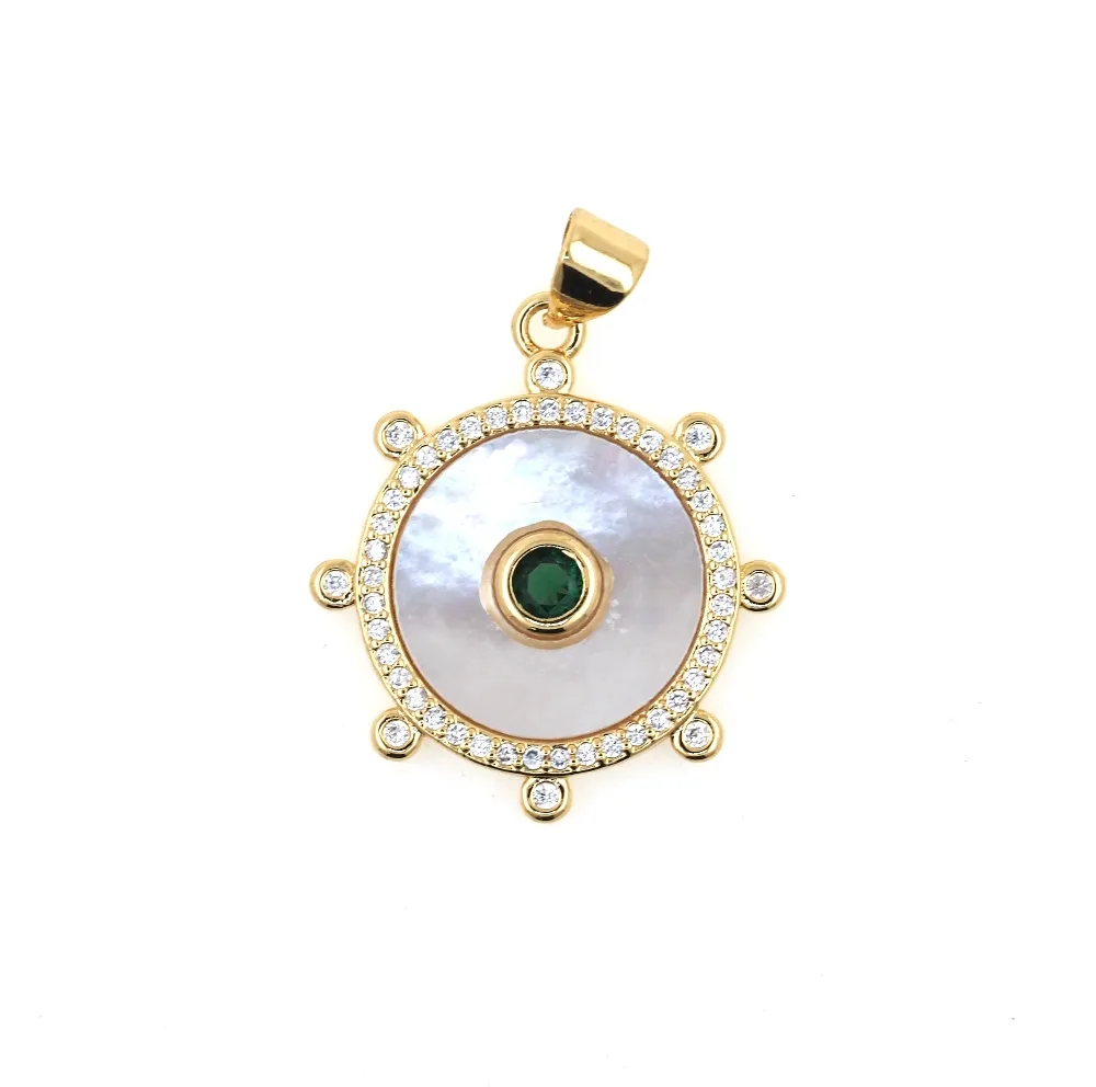 Nouvelle tendance ronde pendentif à breloque plaqué or perle coquille bijoux à la main femmes accessoires cadeaux résultats en gros