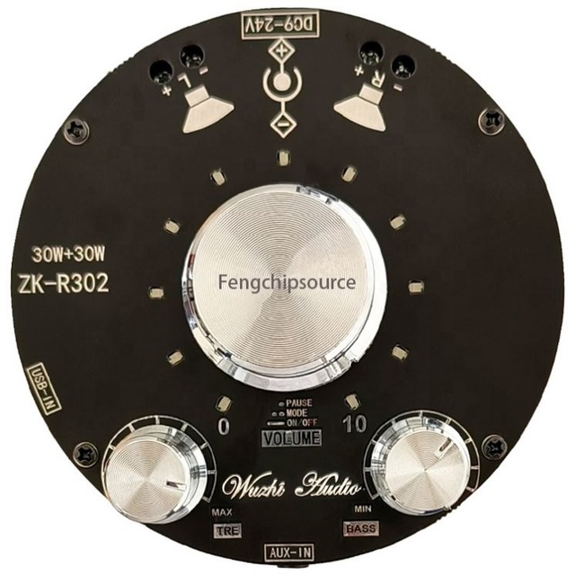ZK-R302 Cool Volume Indication Audio Amplifier Board Module Tpa3118 High Bass Adjustment 30wx2