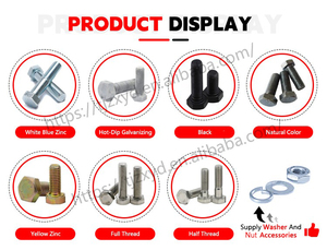 Hot bán bu lông thép carbon đen mạ kẽm tùy chỉnh kích cỡ 3/4 5/8 1/2 bu lông và đai ốc - Product Image 6