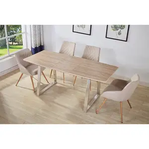 Furniture Ruang Makan Rumah dengan Harga Murah Malaysia Mewah Epoxy Dapat Diperpanjang 4 Kursi India Modern Stainless Steel Kayu Meja Makan Set