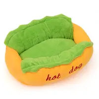 Lage Moq Goedkope Pluche Soft Gevulde Hot Dog Ontwerp Huisdier Bed Fashion Custom Grappig Memory Foam Hond Bed