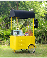 Chariot de marché en fer forgé d'extérieur, chariot de petit-déjeuner, chariot portable à trois roues, présentoir de centre commercial, chariot de dégustation