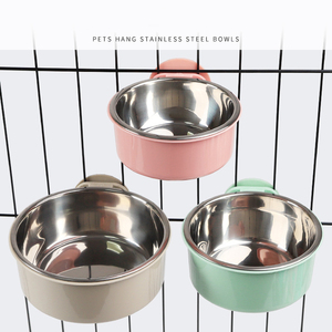 للبيع بالجملة مستلزمات حيوانات أليفة معلقة 2 في 1 من الفولاذ المقاوم للصدأ للكلاب والقط وعاء مائي معلق مع حامل مسامير - Product Image 4