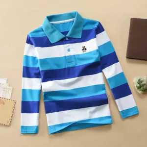 Wholesale Baby Boy Clothing Long Sleeve 100% Cotton Polo T-shirt For Kids Baby Stripe School Uniform Polo Boys T-shirts