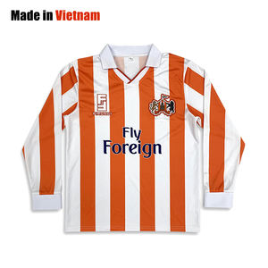 Camisetas Polo de fútbol rayadas retro manga larga sublimación personalizada - Product Image 1